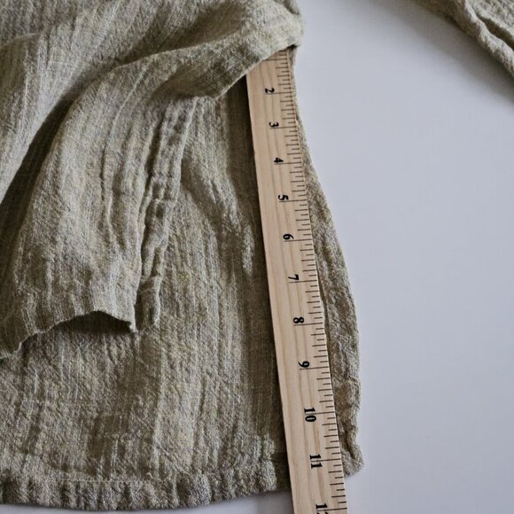 Tobasco Top Women US 10 /46 Olive LS Linen Blend Italy Breathable Summer Buttons - Picture 7 of 16